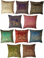10 Pc Indian Silk Cushion Cover Sofa Cushion Cover Pillow Cover Brocade Cushion