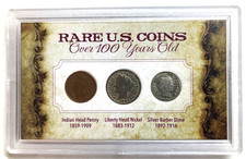 -Rare U.S. Coins Over 100 Years Old Collection 3 Coin Set w/Case