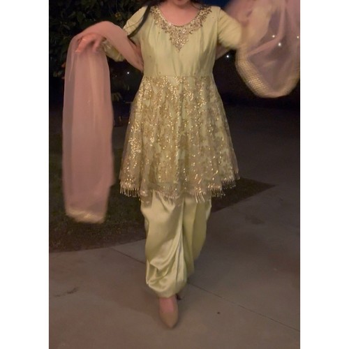 Green sequin punjabi suit - green,