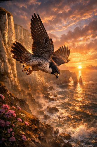 Peregrine falcon wall print - falcon, a4