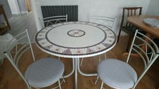 Round Dining Table X4 Chairs Mosaic Top Conservatory Occasional 