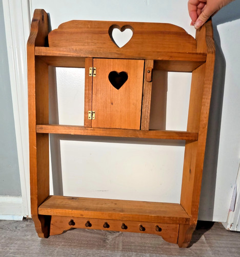Vtg 1980s pine wood heart - 1980s,