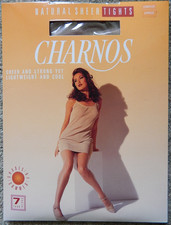 Charnos Natural Sheer Tights Champagne L Large 7 Denier Lightweight & Cool