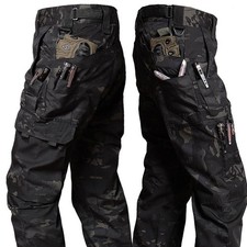 Mens Cargo Pants Trousers Work Casual Waterproof Pocket Workwear Hiking Outdoor