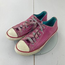 Converse Trainers 4.5 Pink Shoes Womens Striped Fabric All Star Double Tongue