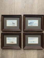 4x Framed Seascapes Watercolour Prints by Ken Laidlaw 1984-85 Scottish Artist