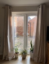 FAUX SILK LIGHT GOLD/CREAM CURTAINS 66 width x 90 CM DROP BY WILKINSON EX COND