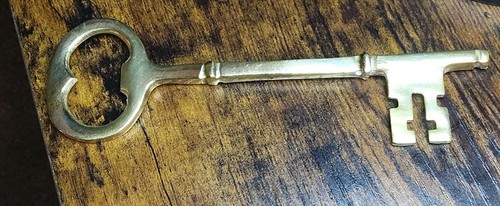 Vintage solid brass key large - brass,
