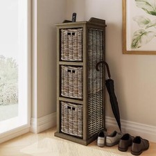 3 Drawer Tall Kubu Rattan Storage Unit Handmade Ready Assembled Tall Boy