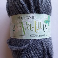 King Cole Big Value Super Chunky Graphite 1545 100g Dark Grey Premium Acrylic