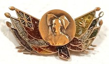 Unidentified -Unidentified metal & enamel flag themed vintage winged badge