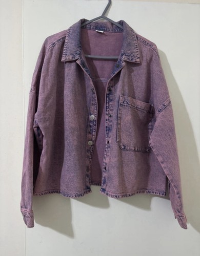Purple denim jacket - denim,
