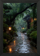 Rainy Japanese Garden with