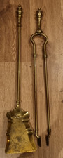 VINTAGE ANTIQUE VICTORIAN QUALITY SOLID BRASS FIRESIDE SET OF 2 COMPANION TOOLS