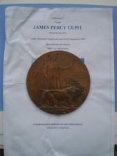 WW 1  Memorial Death Plaque to James Percy Cupit  1st. Bn. Grenadier Guards