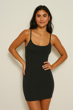 Ladies Strappy Cami Mini Bodycon Vest Tank Top Dress Stretchy Plus Size UK