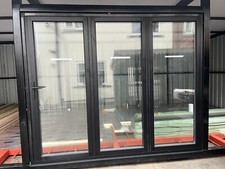 Black & Grey Aluminium Bi fold Doors 2.6m x 2.1m IN STOCK 2600mm X 2100mm Glazed