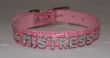 MISTRESS Pink Bondage Collar Domme Femdom Slave Sub Submissive Faux Leather UK