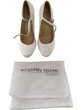 Benjamin Adams White Satin Bridal Shoes Size EU 37 with Crystal Buckle