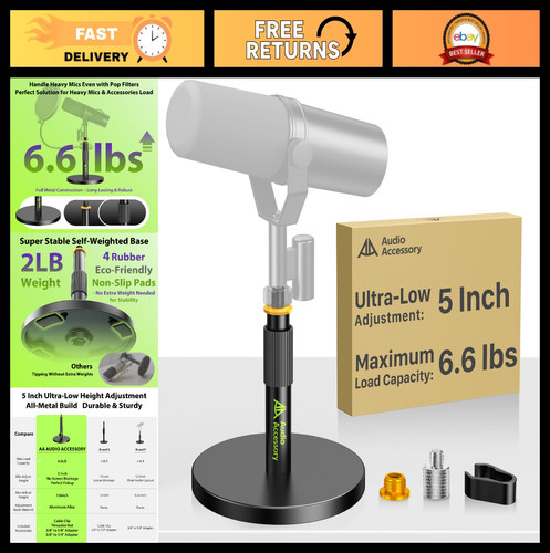 Adjustable short mic - short, stand