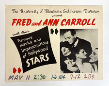 1940s Celebrity Rubber Masks Vaudeville Act Fred & Ann Carroll Lobby Card