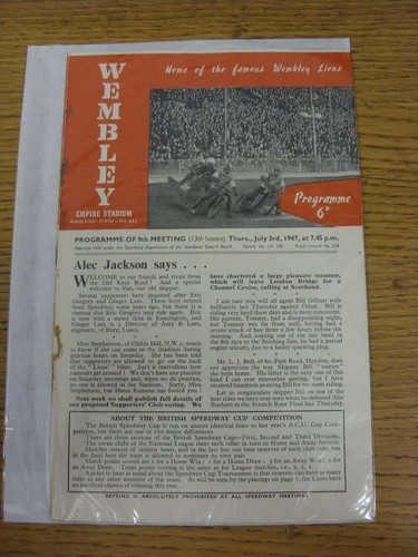 1947 speedway programme - 03/07/1947,
