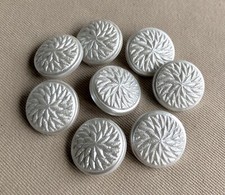 8 Unusual Silvery White Abstract Snowflake Flower Buttons, Shank, 18mm, Set