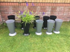 Florist Buckets / Display Large Grey & Black x 12 with base