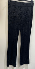M&S Trousers Size 12 Black Velvet High Rise Stretch Flare Party Occasion