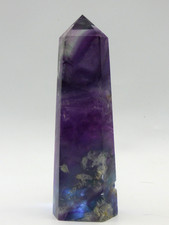 Large Rainbow Fluorite Crystal Obelisk Tower Point Purple Green 750 gm 18 cm