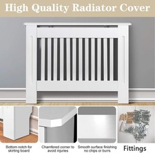 White Radiator Cover MDF Small Large Modern Wood Slat Grill Cabinet Furniture UK
