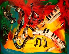 IMPRESSIONIST JAZZ ART  Abstract Modern CANVAS Original Oil Painting THfef