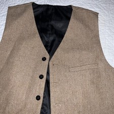 Mens VEST mens size M costume Victorian Edwardian tan herringbone wool blend