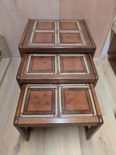 Englender Mid Century Vintage Tile & Teak Topped Nest of Tables - 1970s