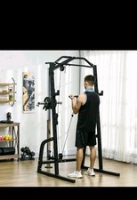 Power Cage with Pulley System, Squat Rack, Pull up / Push up Stand