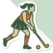 'Girl Playing Hockey' Decal