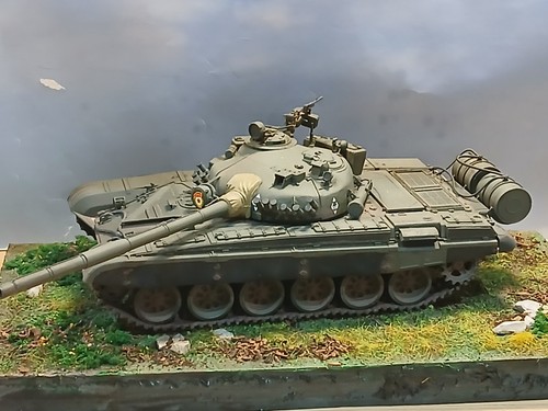Russian tank on diorama - on,