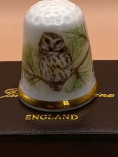 🦉 Oakley Thimble – Owl Design by M.J. Pledger, Boxed, Fine Bone China, England