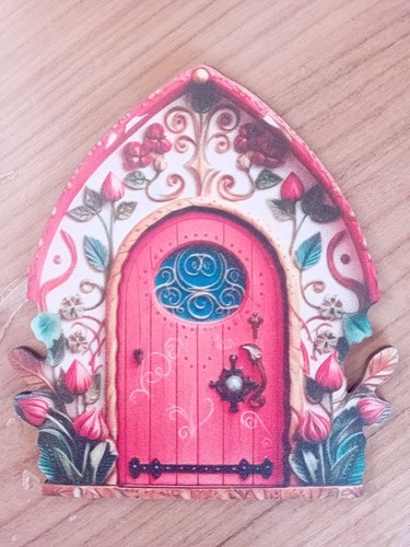 Cute red fairy door with - fairy,