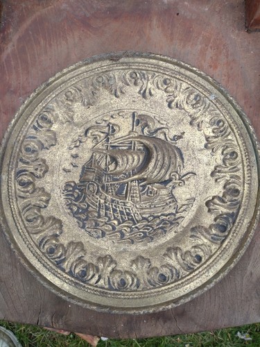 Vintage embossed brass - , wall