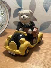 Ringtons Tea Money Box Vintage Ceramic Collectable Bear Car