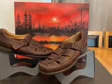 Clarks Recline Mens Brown Leather closed toe fisherman Sandals uk9.5H