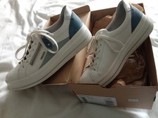 Remonte D1C01-81 Ladies  White Leather Zip & Lace Trainers  blue 