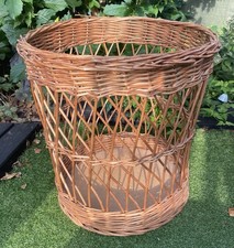 Extra Large Vintage Open Diamond Weave Wicker Cane Laundry/Storage Basket
