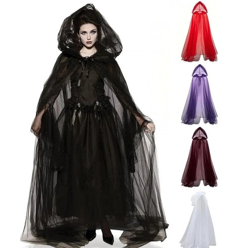 Halloween hooded cloak - hooded, sheer