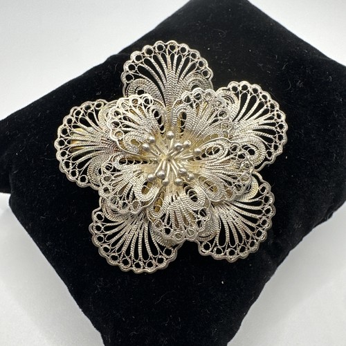 Sterling filigree flower - filigree,