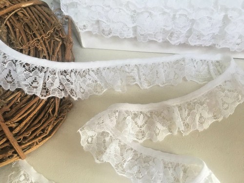 Pretty white gathered frilled - white,