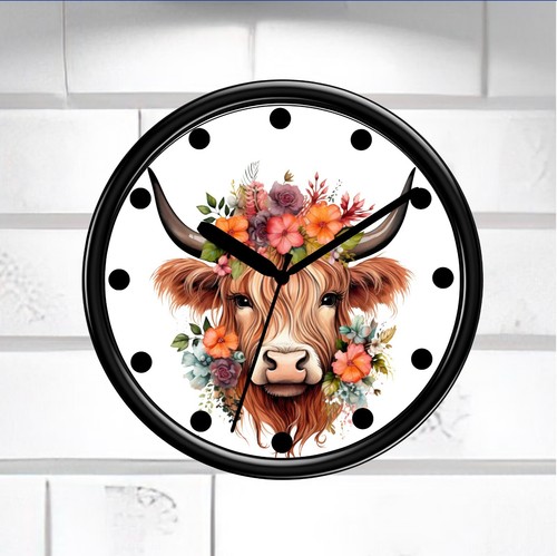 Highland cow wall clock - wall,
