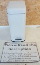 Bathroom Bin - White,  Square Stainless Steel Pedal Bin Slim Kitchen Rubbish