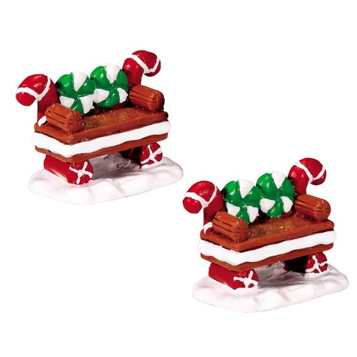 Lemax peppermint cookie bench - cookie,